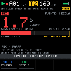 Grabadora con los segundos que quedan