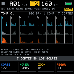Editor CORTAR con los cortes sobre las tres bandas
